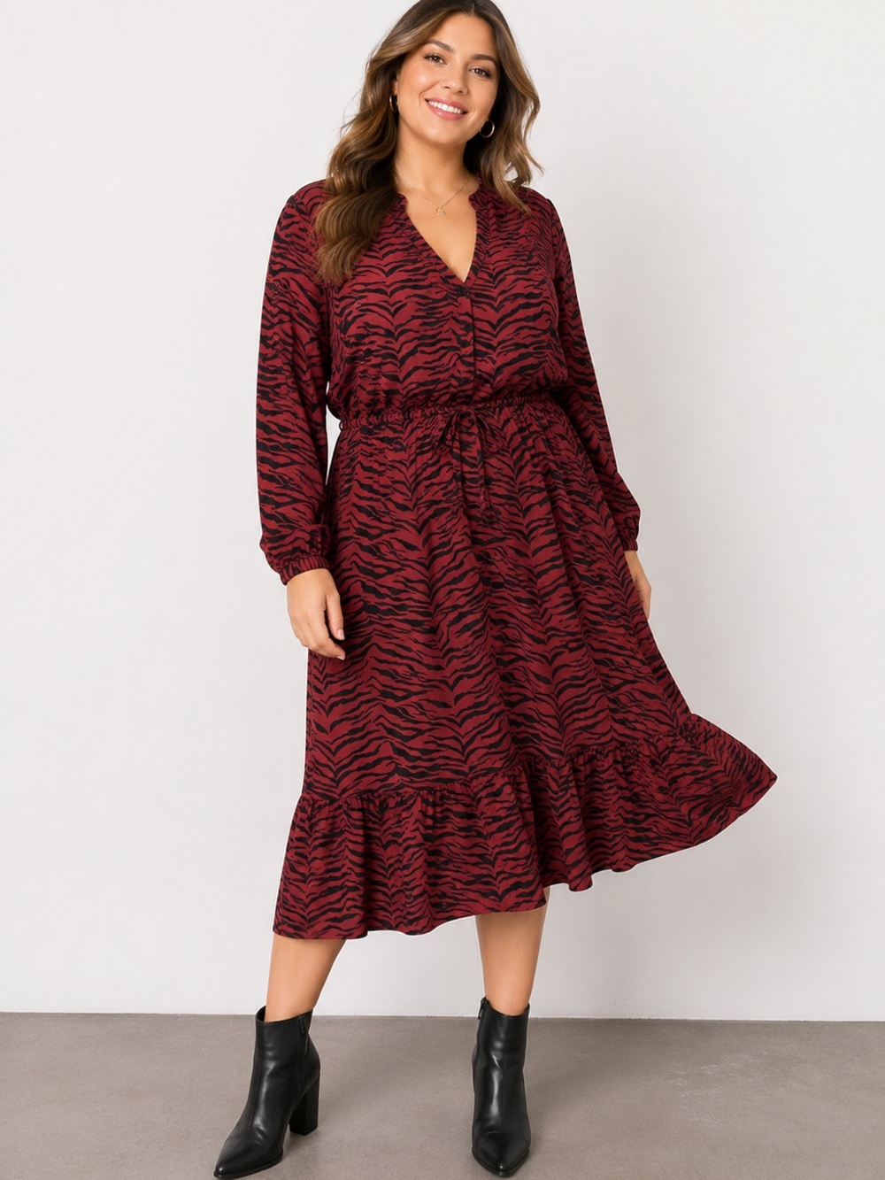 Rails Jade Rust Tiger Stripe High Low Midi Dress Size Large
